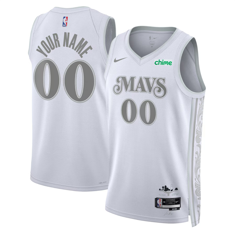 Men's Dallas Mavericks Active Player Custom White 2024/25 City Edition Stitched Basketball Jersey Men's Dallas Mavericks Active Player Custom White 2024/25 City Edition Stitched Basketball Jersey