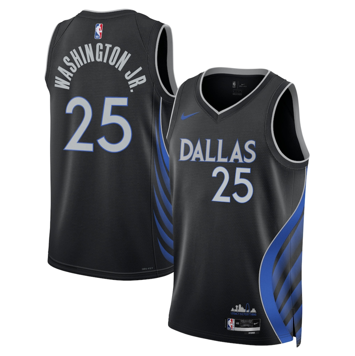 Men's Dallas Mavericks #25 P.J. Washington Black 2025/26 City Edition Stitched Basketball Jersey
