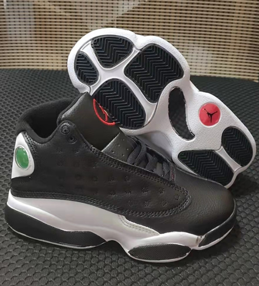 Youth Running Weapon Air Jordan 13 Black/White Shoes 1005