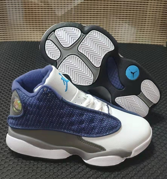 Youth Running Weapon Air Jordan 13 Navy/White Shoes 1003