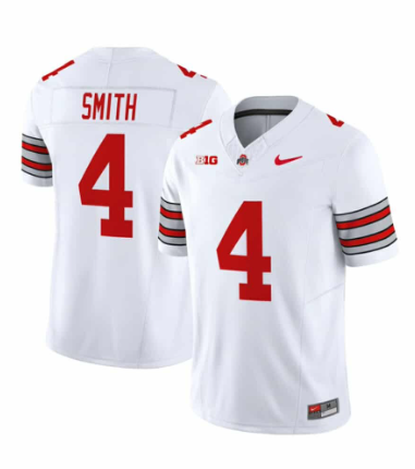 Youth Ohio State Buckeyes #4 Jeremiah Smith White 2025/26 