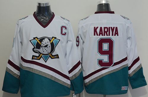 Ducks #9 Paul Kariya White CCM Throwback Stitched NHL Jersey Ducks #9 Paul Kariya White CCM Throwback Stitched NHL Jersey