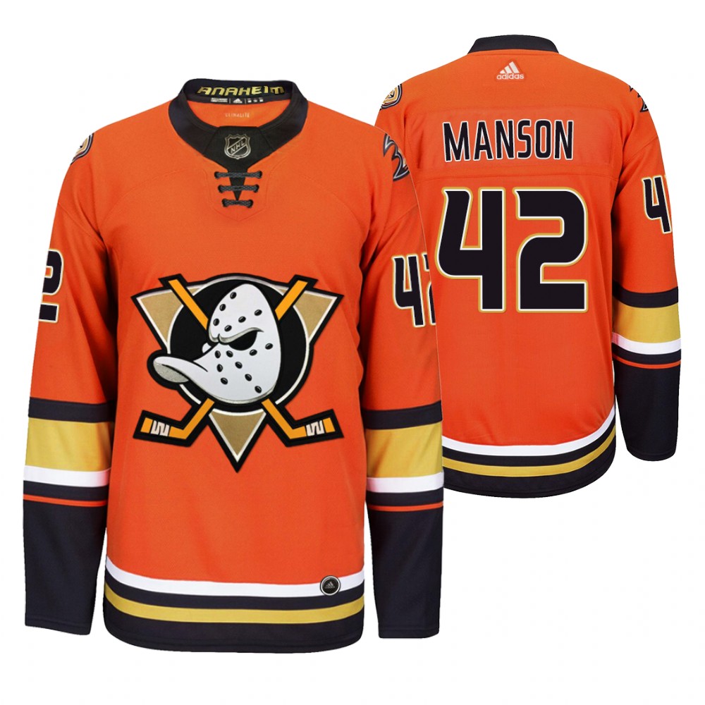 Anaheim Ducks #42 Josh Manson Men's 2019-20 Third Orange Alternate Stitched NHL Jersey Anaheim Ducks #42 Josh Manson Men's 2019-20 Third Orange Alternate Stitched NHL Jersey
