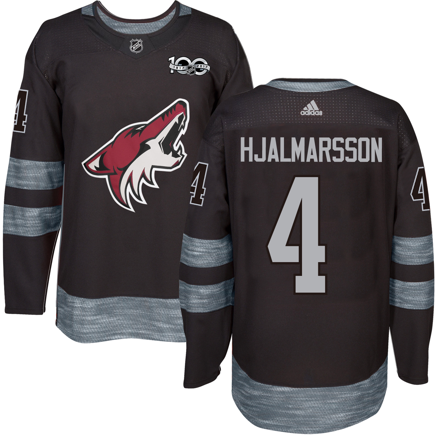 Adidas Coyotes #4 Niklas Hjalmarsson Black 1917-2017 100th Anniversary Stitched NHL Jersey Adidas Coyotes #4 Niklas Hjalmarsson Black 1917-2017 100th Anniversary Stitched NHL Jersey