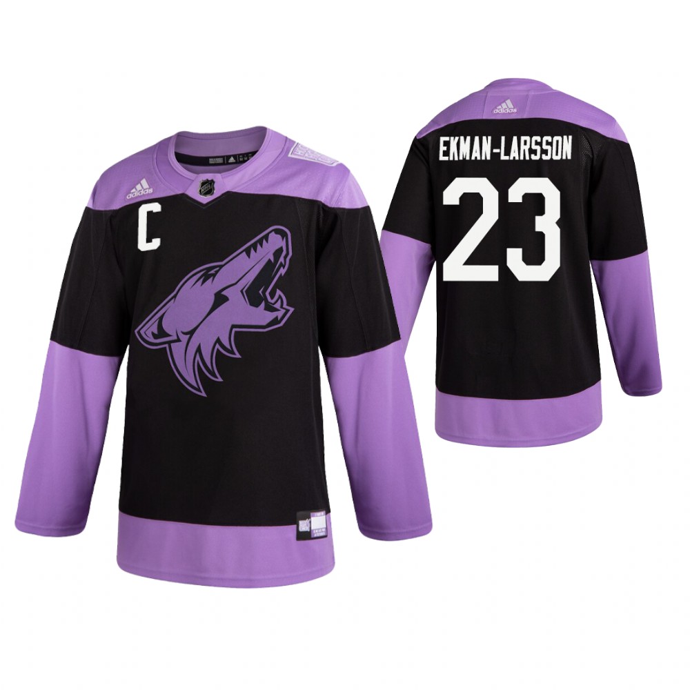 Adidas Coyotes #23 Oliver Ekman-Larsson Men's Black Hockey Fights Cancer Practice NHL Jersey Adidas Coyotes #23 Oliver Ekman-Larsson Men's Black Hockey Fights Cancer Practice NHL Jersey
