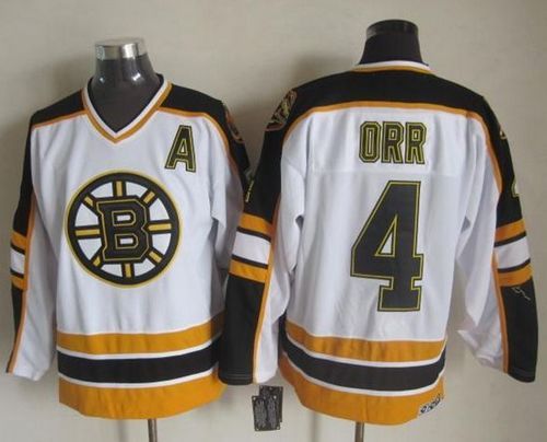 Bruins #4 Bobby Orr White/Black CCM Throwback Stitched NHL Jersey Bruins #4 Bobby Orr White/Black CCM Throwback Stitched NHL Jersey