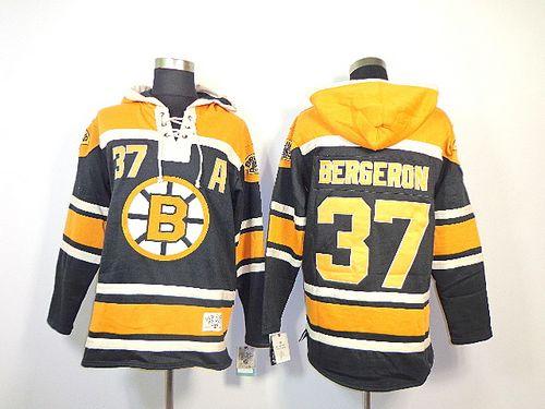 Bruins #37 Patrice Bergeron Black Sawyer Hooded Sweatshirt Stitched NHL Jersey Bruins #37 Patrice Bergeron Black Sawyer Hooded Sweatshirt Stitched NHL Jersey