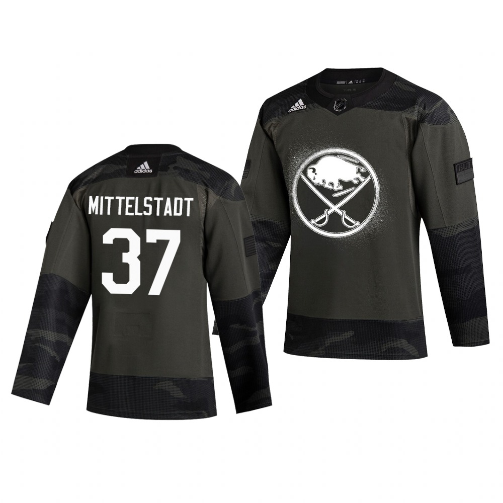 Buffalo Sabres #37 Casey Mittelstadt Adidas 2019 Veterans Day Men's Authentic Practice NHL Jersey Camo