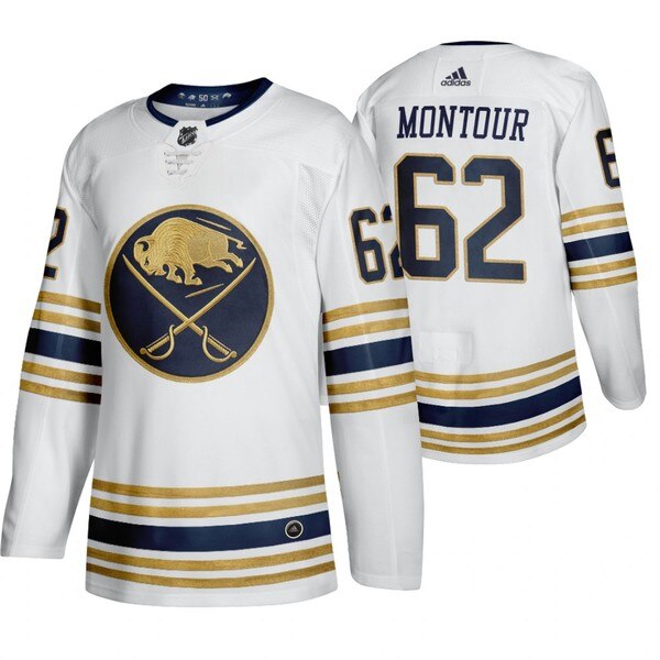 Buffalo Sabres #62 Brandon Montour White 50th Anniversary Third 2019-20 Jersey