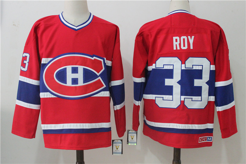 Men's Montreal Canadiens #33 Patrick Roy Red Throwback CCM Stitched NHL Jersey Men's Montreal Canadiens #33 Patrick Roy Red Throwback CCM Stitched NHL Jersey