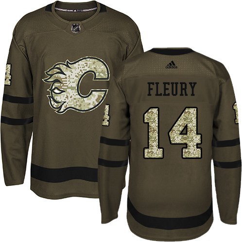 Adidas Flames #14 Theoren Fleury Green Salute to Service Stitched NHL Jersey Adidas Flames #14 Theoren Fleury Green Salute to Service Stitched NHL Jersey