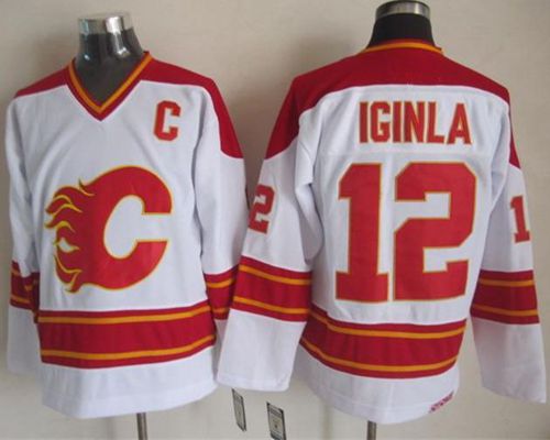Flames #12 Jarome Iginla White CCM Throwback Stitched NHL Jersey Flames #12 Jarome Iginla White CCM Throwback Stitched NHL Jersey
