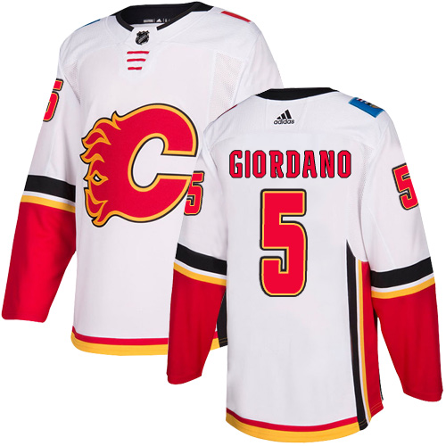 Adidas Flames #5 Mark Giordano White Road Authentic Stitched NHL Jersey Adidas Flames #5 Mark Giordano White Road Authentic Stitched NHL Jersey