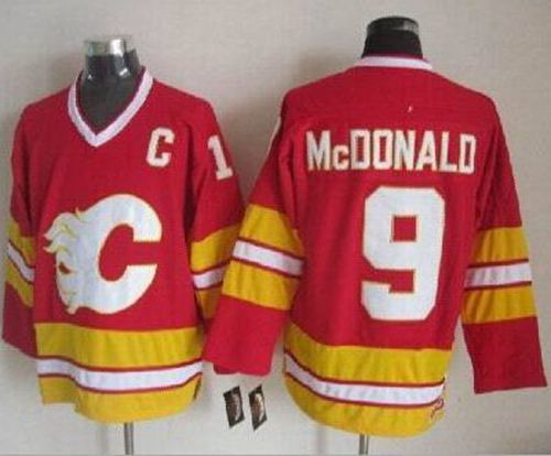 Flames #9 Lanny McDonald Red CCM Throwback Stitched NHL Jersey Flames #9 Lanny McDonald Red CCM Throwback Stitched NHL Jersey