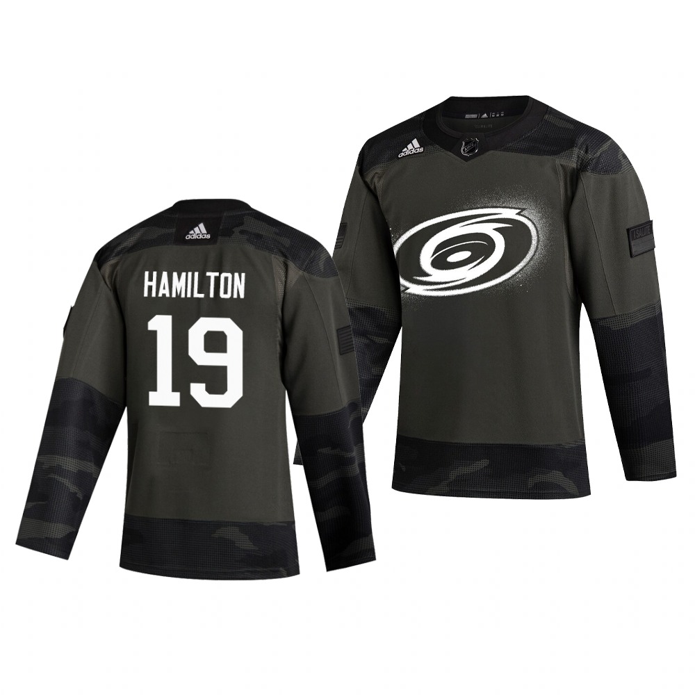 Carolina Hurricanes #19 Dougie Hamilton Adidas 2019 Veterans Day Men's Authentic Practice NHL Jersey Camo Carolina Hurricanes #19 Dougie Hamilton Adidas 2019 Veterans Day Men's Authentic Practice NHL Jersey Camo