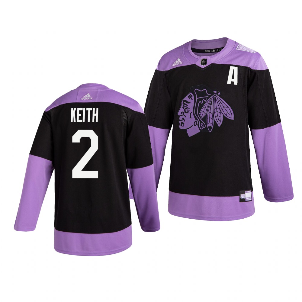 Chicago Blackhawks #2 Duncan Keith Adidas Men's Hockey Fights Cancer Practice NHL Jersey Black