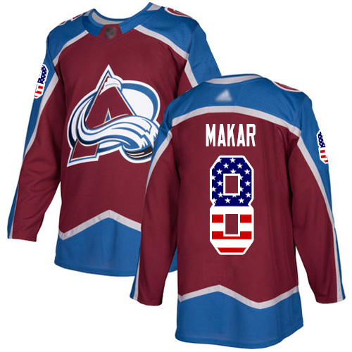 Adidas Avalanche #8 Cale Makar Burgundy Home Authentic USA Flag Stitched NHL Jersey Adidas Avalanche #8 Cale Makar Burgundy Home Authentic USA Flag Stitched NHL Jersey