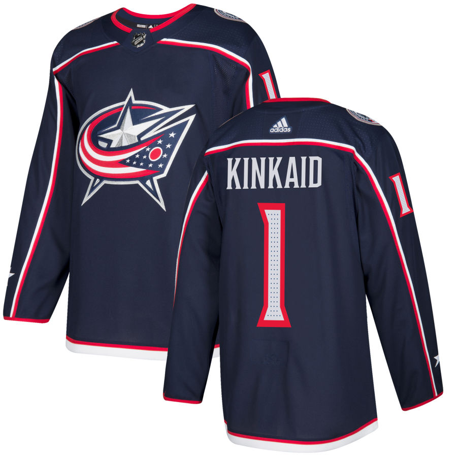 Adidas Blue Jackets #1 Keith Kinkaid Navy Blue Home Authentic Stitched NHL Jersey Adidas Blue Jackets #1 Keith Kinkaid Navy Blue Home Authentic Stitched NHL Jersey