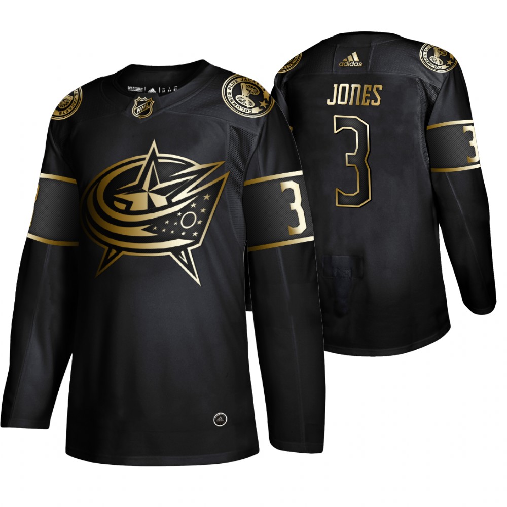 Adidas Blue Jackets #3 Seth Jones Men's 2019 Black Golden Edition Authentic Stitched NHL Jersey Adidas Blue Jackets #3 Seth Jones Men's 2019 Black Golden Edition Authentic Stitched NHL Jersey