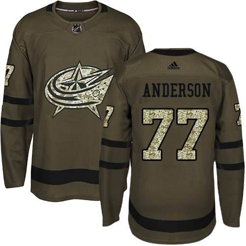 Adidas Blue Jackets #77 Josh Anderson Green Salute to Service Stitched NHL Jersey Adidas Blue Jackets #77 Josh Anderson Green Salute to Service Stitched NHL Jersey