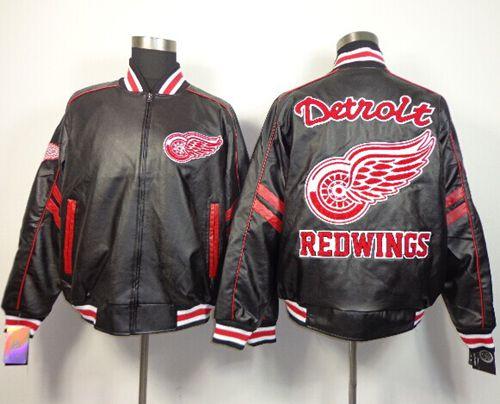 Detroit Red Wings NHL Black Leather Jacket Detroit Red Wings NHL Black Leather Jacket