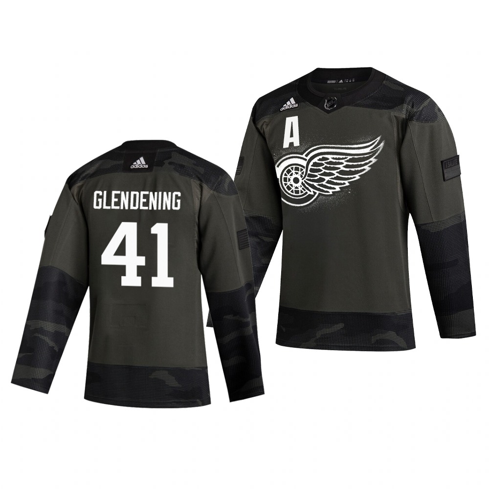 Detroit Red Wings #41 Luke Glendening Adidas 2019 Veterans Day Men's Authentic Practice NHL Jersey Camo Detroit Red Wings #41 Luke Glendening Adidas 2019 Veterans Day Men's Authentic Practice NHL Jersey Camo
