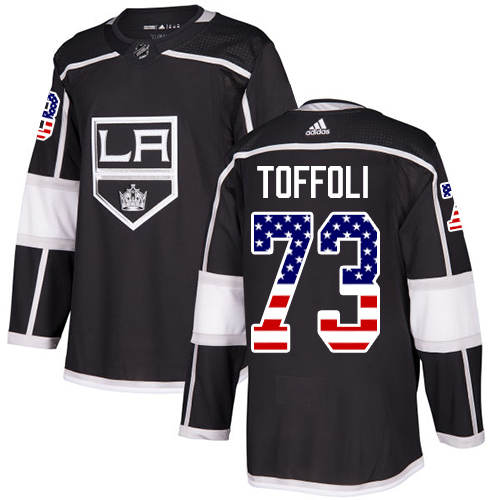 Adidas Kings #73 Tyler Toffoli Black Home Authentic USA Flag Stitched NHL Jersey Adidas Kings #73 Tyler Toffoli Black Home Authentic USA Flag Stitched NHL Jersey