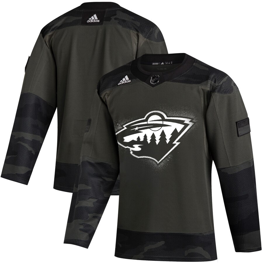 Minnesota Wild Adidas 2019 Veterans Day Authentic Practice NHL Jersey Camo