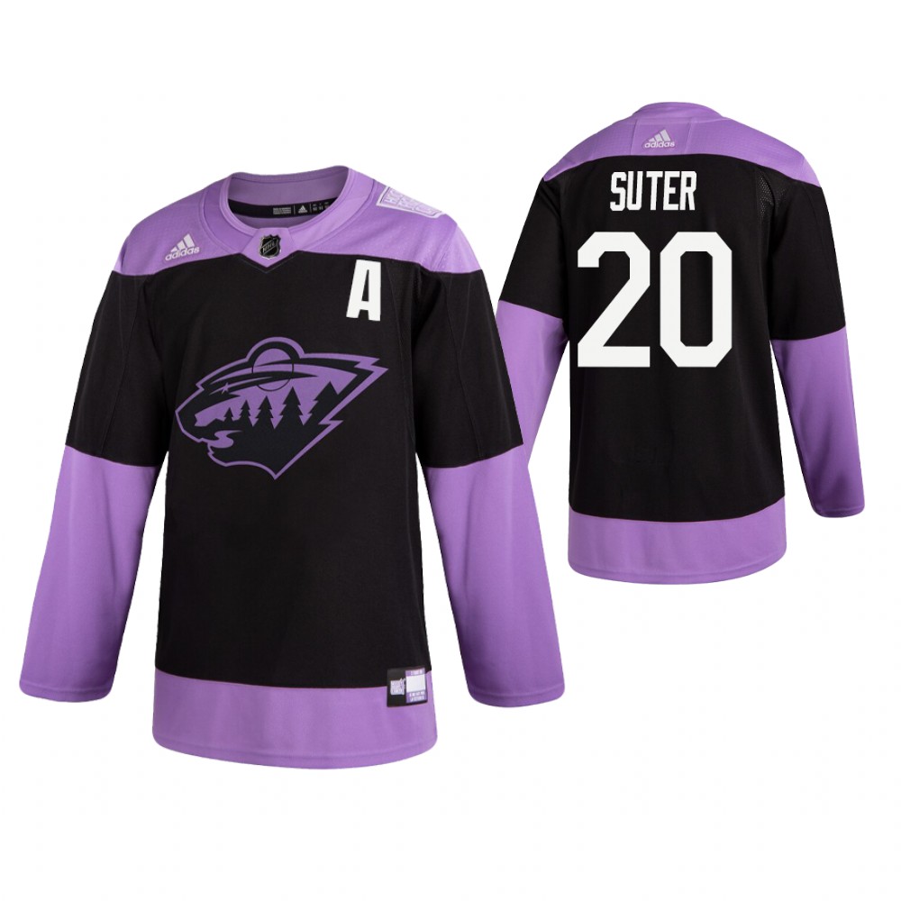 Adidas Wild #20 Ryan Suter Men's Black Hockey Fights Cancer Practice NHL Jersey