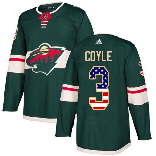Adidas Wild #3 Charlie Coyle Green Home Authentic USA Flag Stitched NHL Jersey Adidas Wild #3 Charlie Coyle Green Home Authentic USA Flag Stitched NHL Jersey