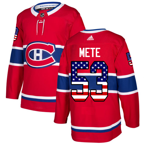 Adidas Canadiens #53 Victor Mete Red Home Authentic USA Flag Stitched NHL Jersey Adidas Canadiens #53 Victor Mete Red Home Authentic USA Flag Stitched NHL Jersey