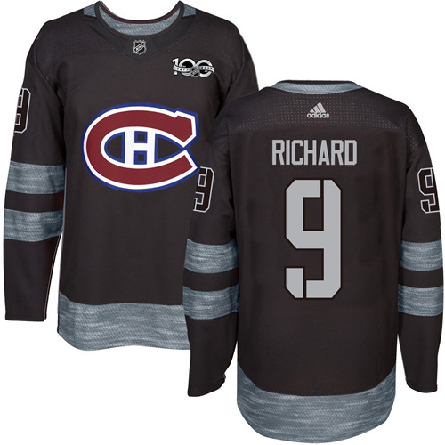 Adidas Canadiens #9 Maurice Richard Black 1917-2017 100th Anniversary Stitched NHL Jersey
