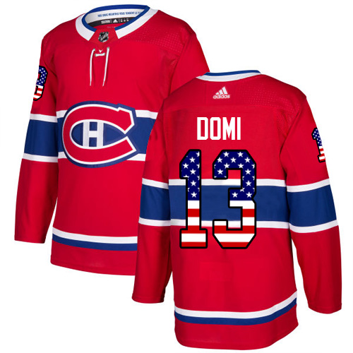 Adidas Canadiens #13 Max Domi Red Home Authentic USA Flag Stitched NHL Jersey Adidas Canadiens #13 Max Domi Red Home Authentic USA Flag Stitched NHL Jersey