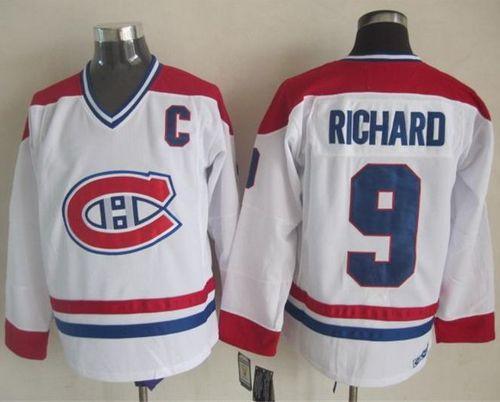 Canadiens #9 Maurice Richard White CH-CCM Throwback Stitched NHL Jersey Canadiens #9 Maurice Richard White CH-CCM Throwback Stitched NHL Jersey