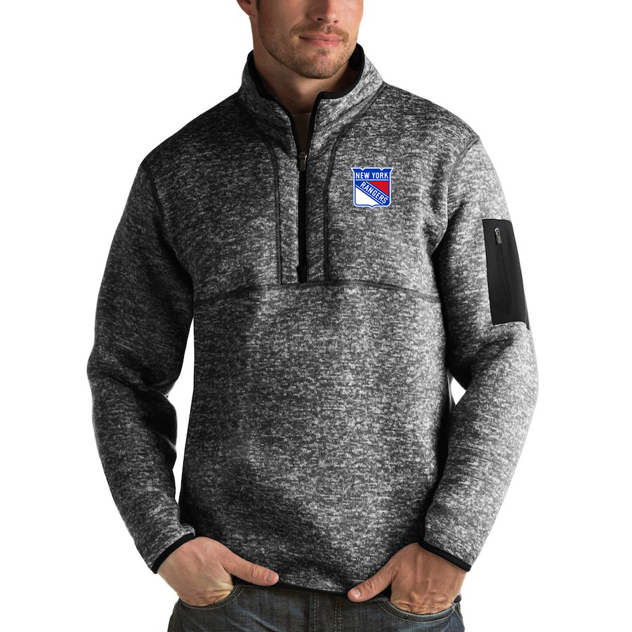 New York Rangers Antigua Fortune Quarter-Zip Pullover Jacket Charcoal New York Rangers Antigua Fortune Quarter-Zip Pullover Jacket Charcoal