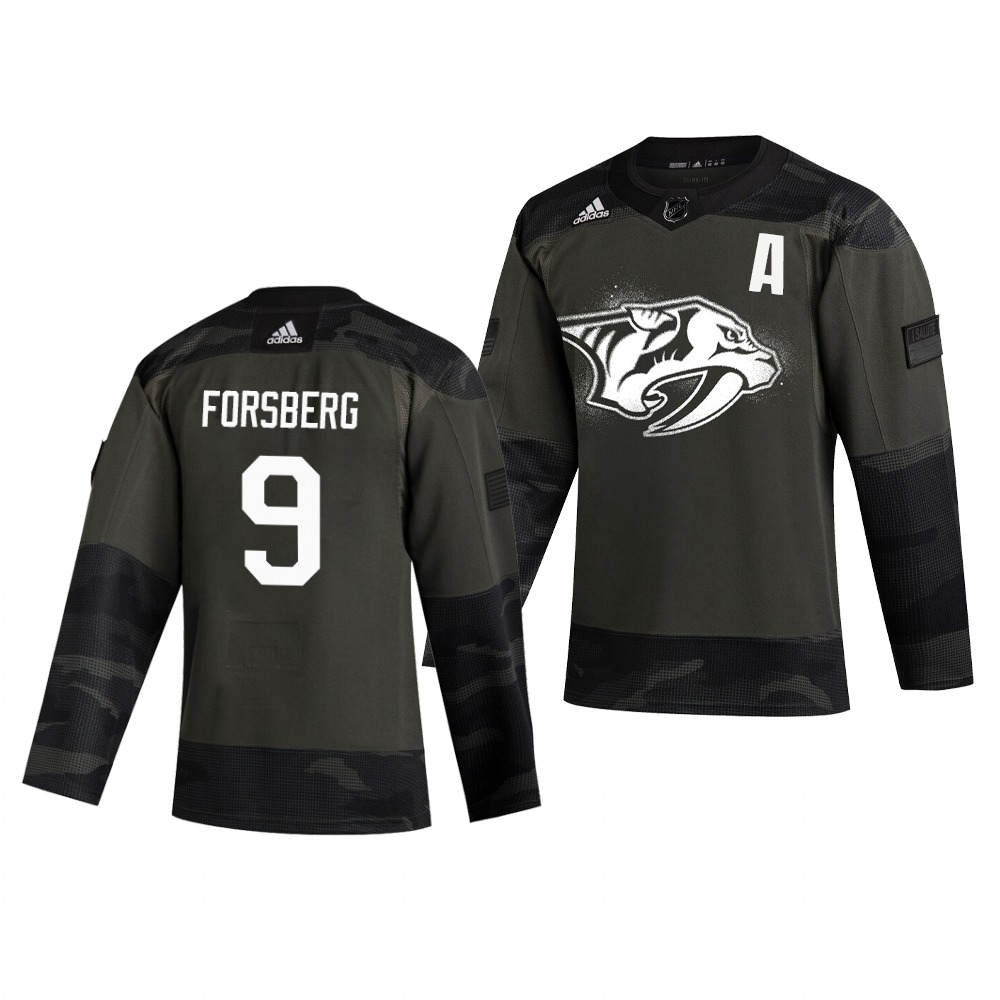 Nashville Predators #9 Filip Forsberg Adidas 2019 Veterans Day Men's Authentic Practice NHL Jersey Camo Nashville Predators #9 Filip Forsberg Adidas 2019 Veterans Day Men's Authentic Practice NHL Jersey Camo