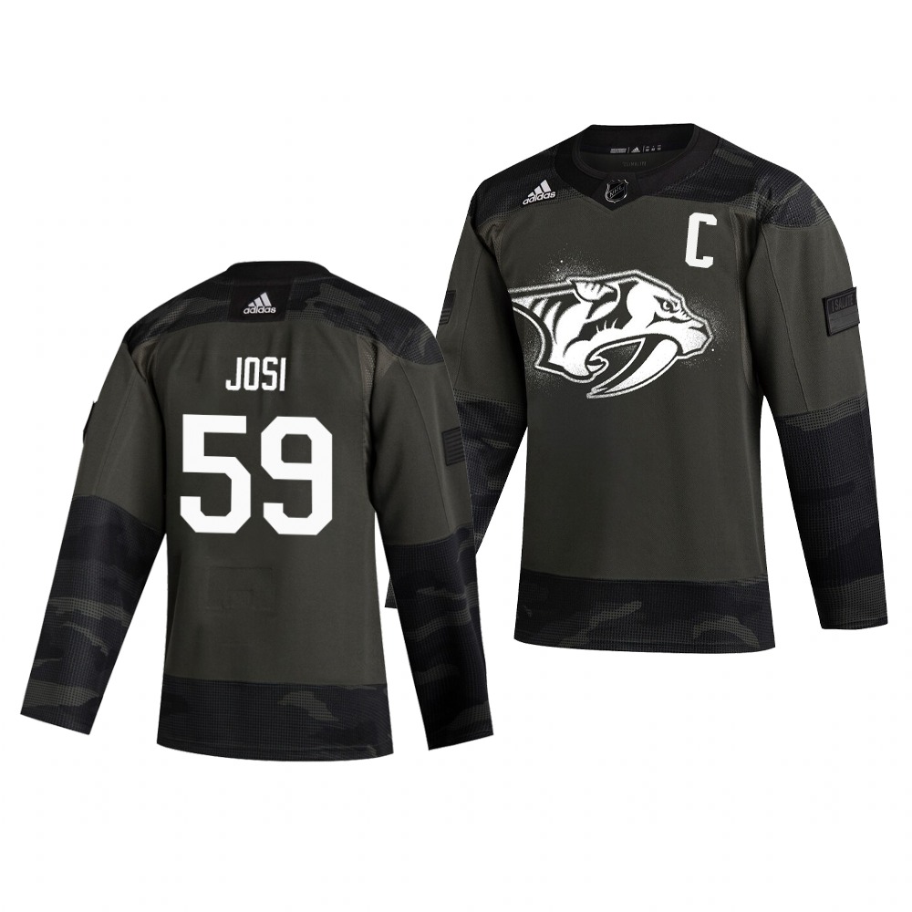 Nashville Predators #59 Roman Josi Adidas 2019 Veterans Day Men's Authentic Practice NHL Jersey Camo Nashville Predators #59 Roman Josi Adidas 2019 Veterans Day Men's Authentic Practice NHL Jersey Camo