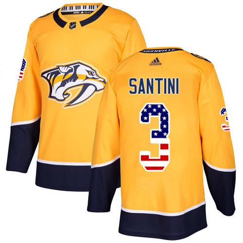 Adidas Predators #3 Steven Santini Yellow Home Authentic USA Flag Stitched NHL Jersey Adidas Predators #3 Steven Santini Yellow Home Authentic USA Flag Stitched NHL Jersey