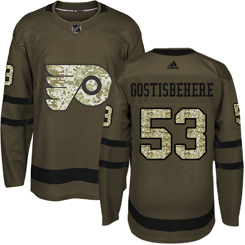 Adidas Flyers #53 Shayne Gostisbehere Green Salute to Service Stitched NHL Jersey Adidas Flyers #53 Shayne Gostisbehere Green Salute to Service Stitched NHL Jersey