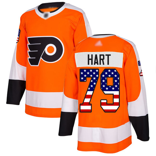 Adidas Flyers #79 Carter Hart Orange Home Authentic USA Flag Stitched NHL Jersey Adidas Flyers #79 Carter Hart Orange Home Authentic USA Flag Stitched NHL Jersey