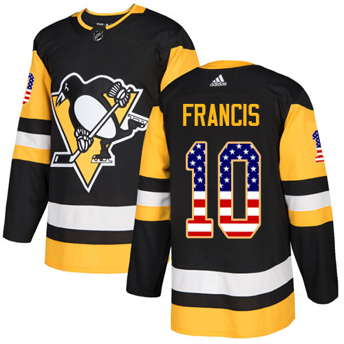 Adidas Penguins #10 Ron Francis Black Home Authentic USA Flag Stitched NHL Jersey Adidas Penguins #10 Ron Francis Black Home Authentic USA Flag Stitched NHL Jersey