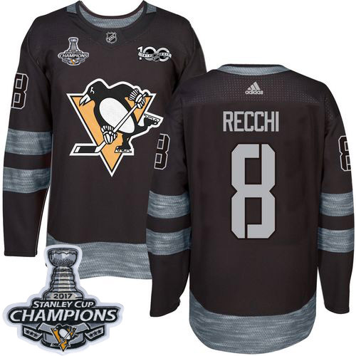 Adidas Penguins #8 Mark Recchi Black 1917-2017 100th Anniversary Stanley Cup Finals Champions Stitched NHL Jersey Adidas Penguins #8 Mark Recchi Black 1917-2017 100th Anniversary Stanley Cup Finals Champions Stitched NHL Jersey