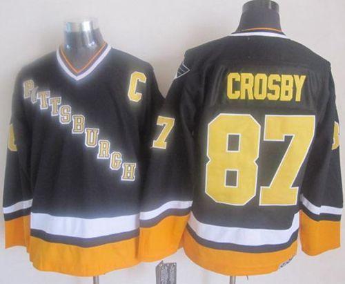 Penguins #87 Sidney Crosby Black/Yellow CCM Throwback Stitched NHL Jersey Penguins #87 Sidney Crosby Black/Yellow CCM Throwback Stitched NHL Jersey