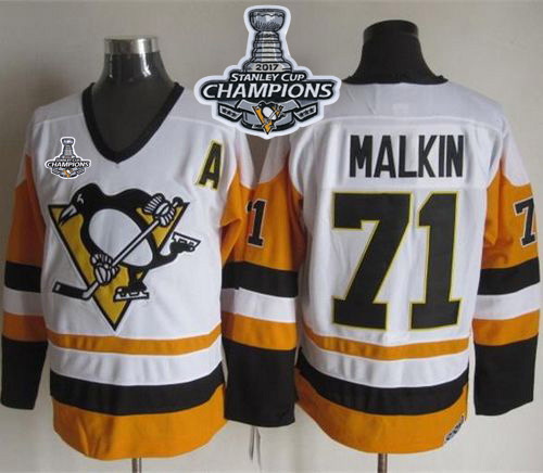 Penguins #71 Evgeni Malkin White/Black CCM Throwback 2017 Stanley Cup Finals Champions Stitched NHL Jersey Penguins #71 Evgeni Malkin White/Black CCM Throwback 2017 Stanley Cup Finals Champions Stitched NHL Jersey