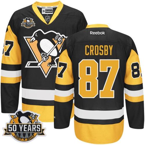 Penguins #87 Sidney Crosby Black Alternate 50th Anniversary Stitched NHL Jersey Penguins #87 Sidney Crosby Black Alternate 50th Anniversary Stitched NHL Jersey