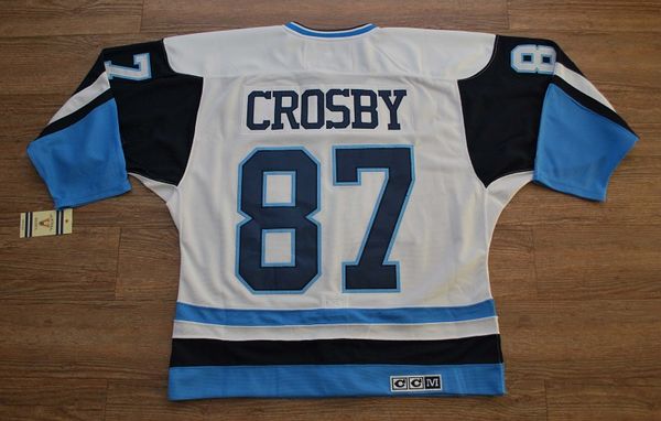 Penguins #87 Sidney Crosby Stitched White/Blue CCM Throwback NHL Jersey Penguins #87 Sidney Crosby Stitched White/Blue CCM Throwback NHL Jersey