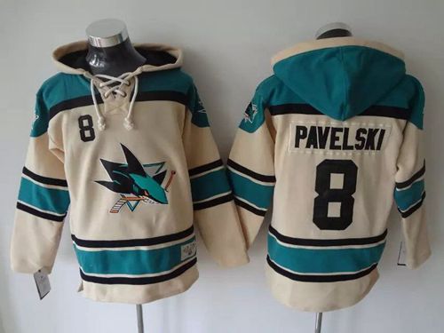 Sharks #8 Joe Pavelski Cream Sawyer Hooded Sweatshirt Stitched NHL Jersey Sharks #8 Joe Pavelski Cream Sawyer Hooded Sweatshirt Stitched NHL Jersey