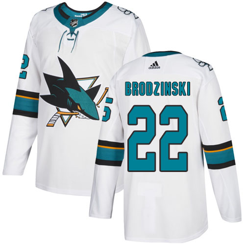 Adidas Sharks #22 Jonny Brodzinski White Road Authentic Stitched NHL Jersey Adidas Sharks #22 Jonny Brodzinski White Road Authentic Stitched NHL Jersey