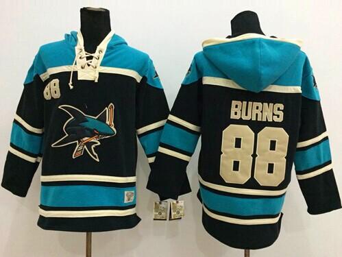 Sharks #88 Brent Burns Black Sawyer Hooded Sweatshirt Stitched NHL Jersey Sharks #88 Brent Burns Black Sawyer Hooded Sweatshirt Stitched NHL Jersey
