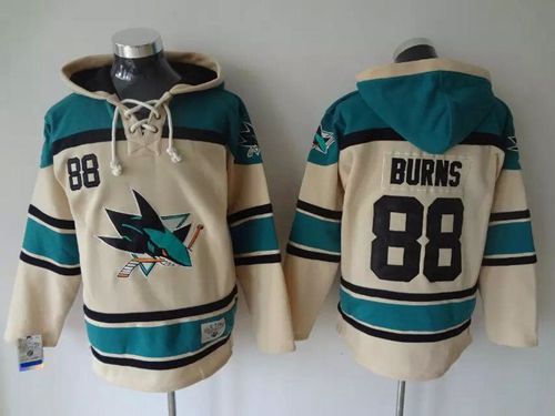 Sharks #88 Brent Burns Cream Sawyer Hooded Sweatshirt Stitched NHL Jersey Sharks #88 Brent Burns Cream Sawyer Hooded Sweatshirt Stitched NHL Jersey